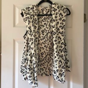 White Birch Hooded Leopard Vest